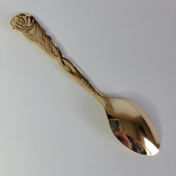 24k Gold Plated Rose Tiny Tea Spoon - Picture 2 of 3